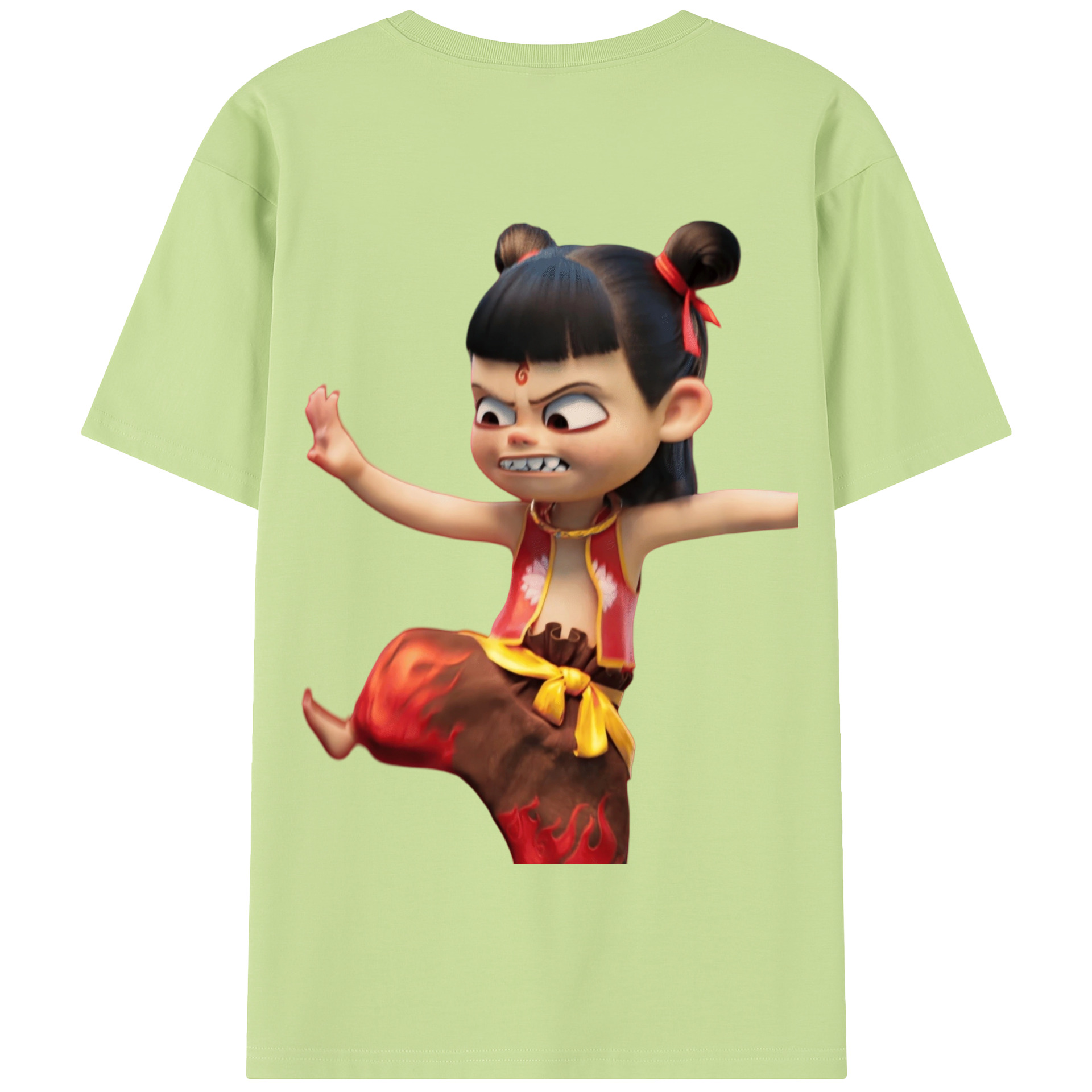 （画像用） Ne Zha 2 ナタ 魔童の大暴れ 綿100％半袖Tシャツ（背面プリント）